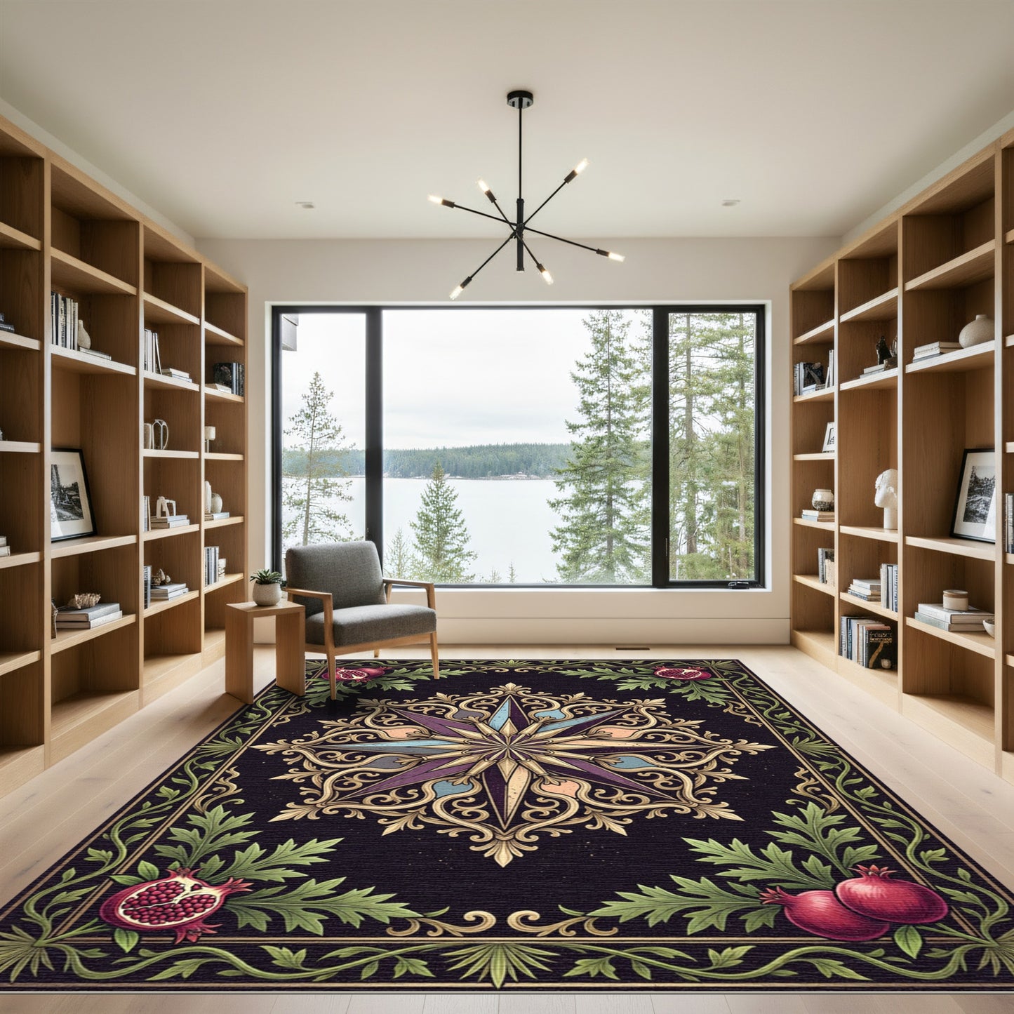 Gilded Star Pomegranate Floral Medallion Rug