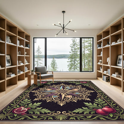 Gilded Star Pomegranate Floral Medallion Rug