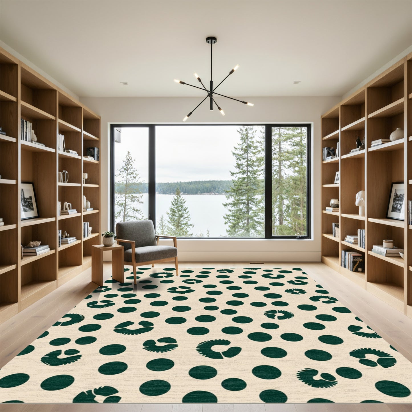 Deep Green Leopard Spots Polka Dots Rug