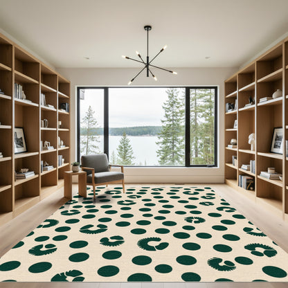 Deep Green Leopard Spots Polka Dots Rug