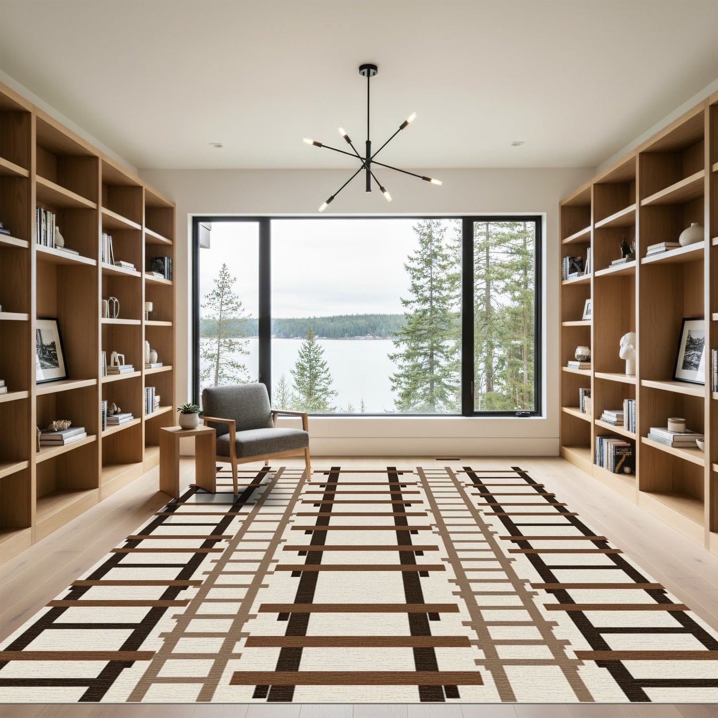 Monochromatic Brown Ladder Arrangement Rug