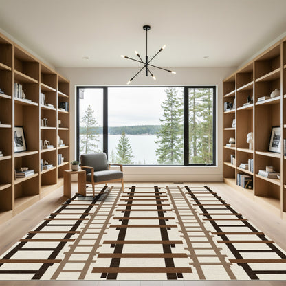 Monochromatic Brown Ladder Arrangement Rug