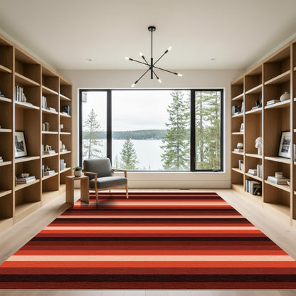 Warm Terracotta Ombre Striped Rug