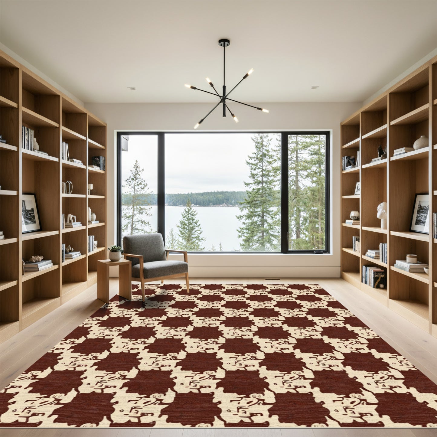 Chocolate Houndstooth Textured Rug
