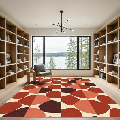 Terracotta Geometric Pebble Composition Rug