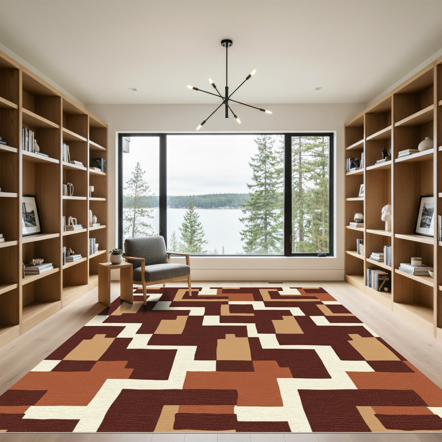 Earthy Tones Geometric Blocks Rug