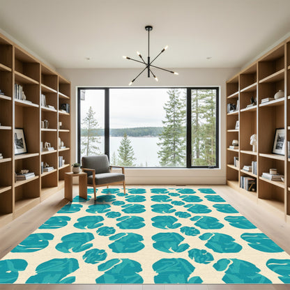 Teal Abstract Bloom Repeating Arrangement Rug
