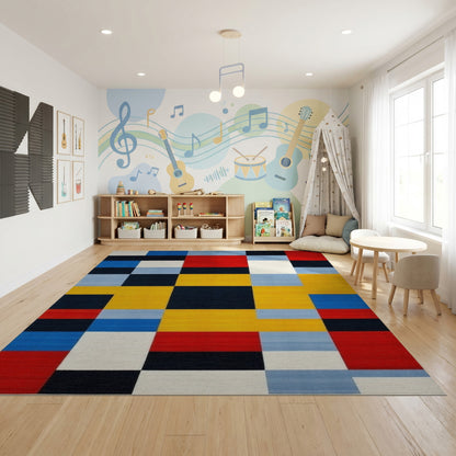 Abstract Geometric Color Block Rug