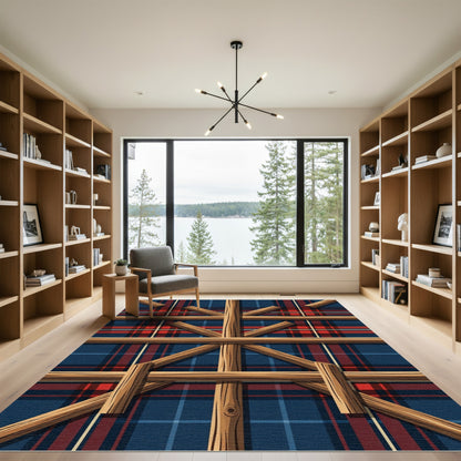 Rustic Crossbeam Tartan Plaid Floor Cover Rug