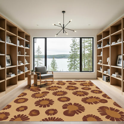 Golden Brown Floral Scatter Rug