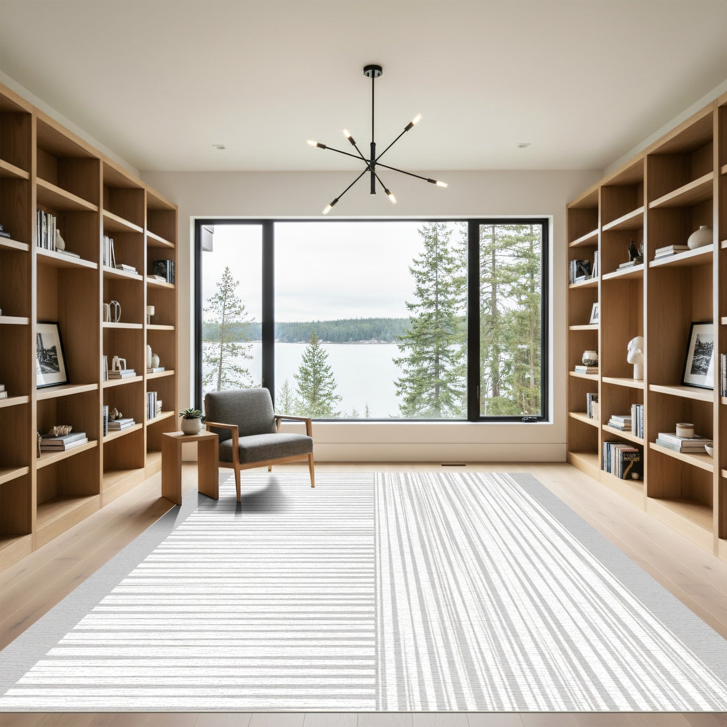 Monochrome Hand Drawn Stripe Rug