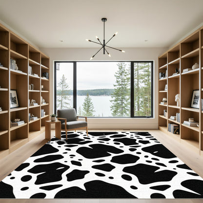 Black White Irregular Spot Rug