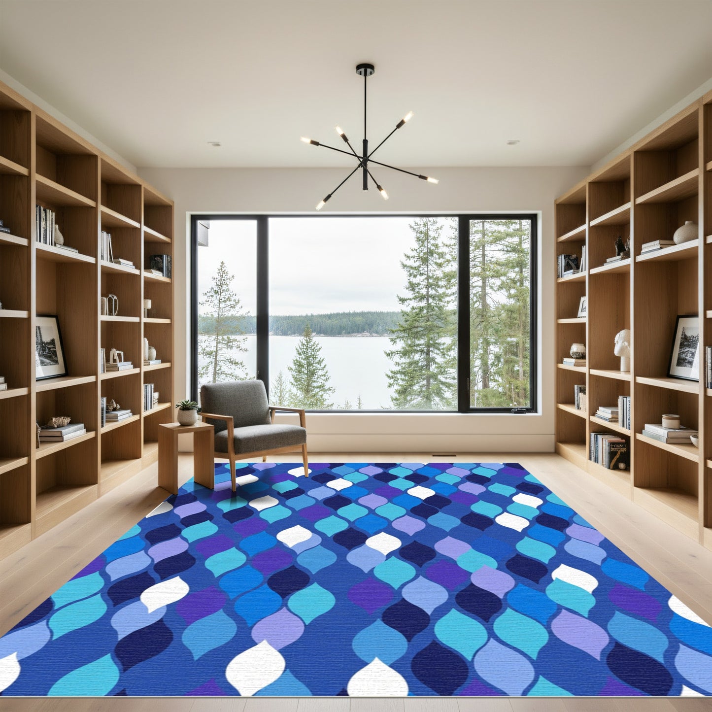 Blue Ocean Wave Mosaic Rug