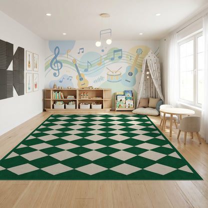 Emerald Green Ivory Harlequin Rug