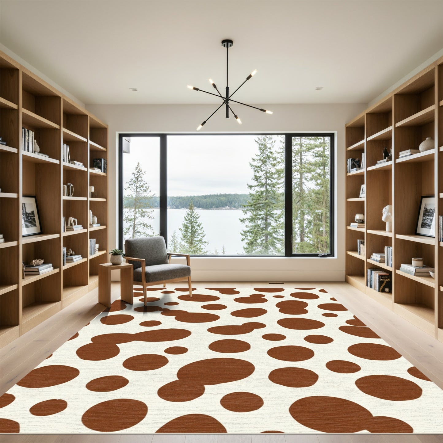 Brown Cream Polka Dot Shapes Rug