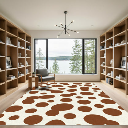 Brown Cream Polka Dot Shapes Rug