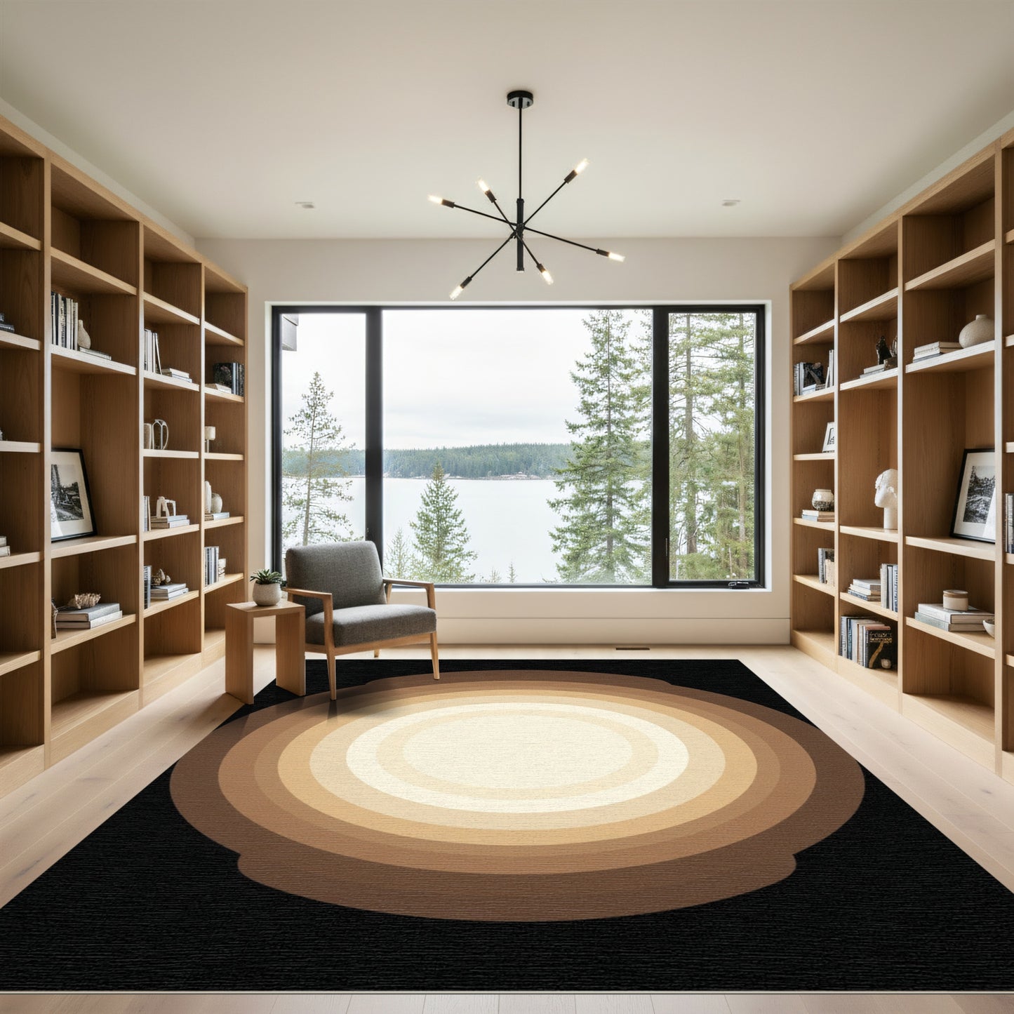 Earthy Gradient Concentric Rings Rug