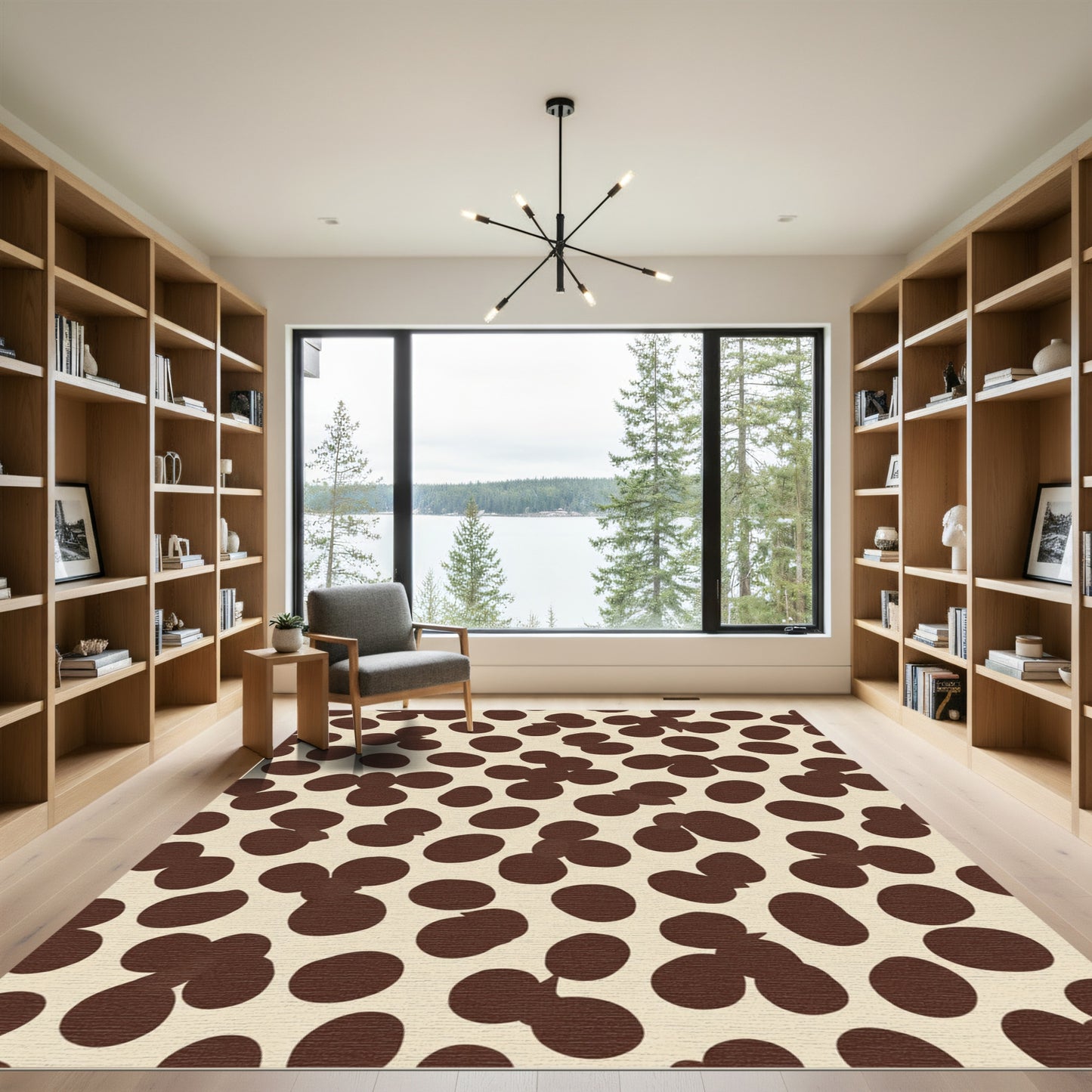 Chic Brown Polka Dot Cluster Rug