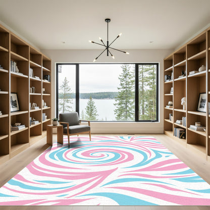 Pink Blue Swirl Abstract Waves Rug