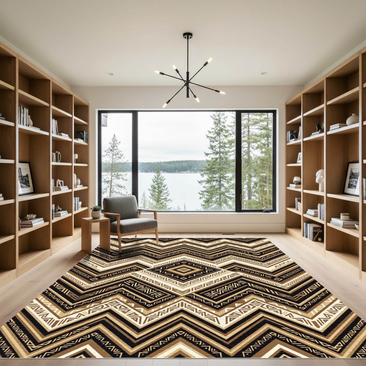 Tribal Chevron Neutral Geometric Rug