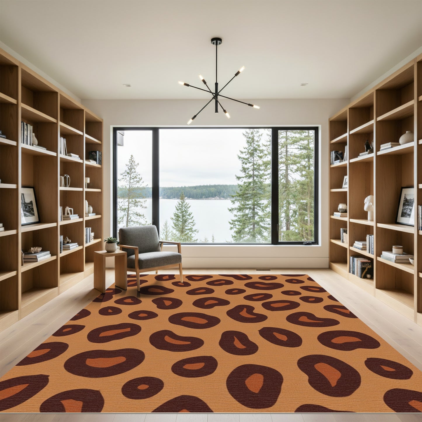 Rich Brown Black Leopard Spots Rug