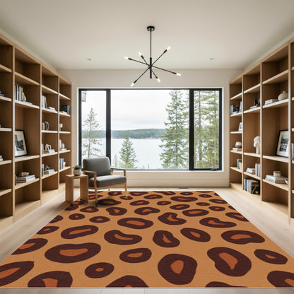Rich Brown Black Leopard Spots Rug