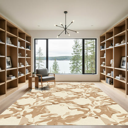 Sandy Abstract Flowing Organic Shapes Rug