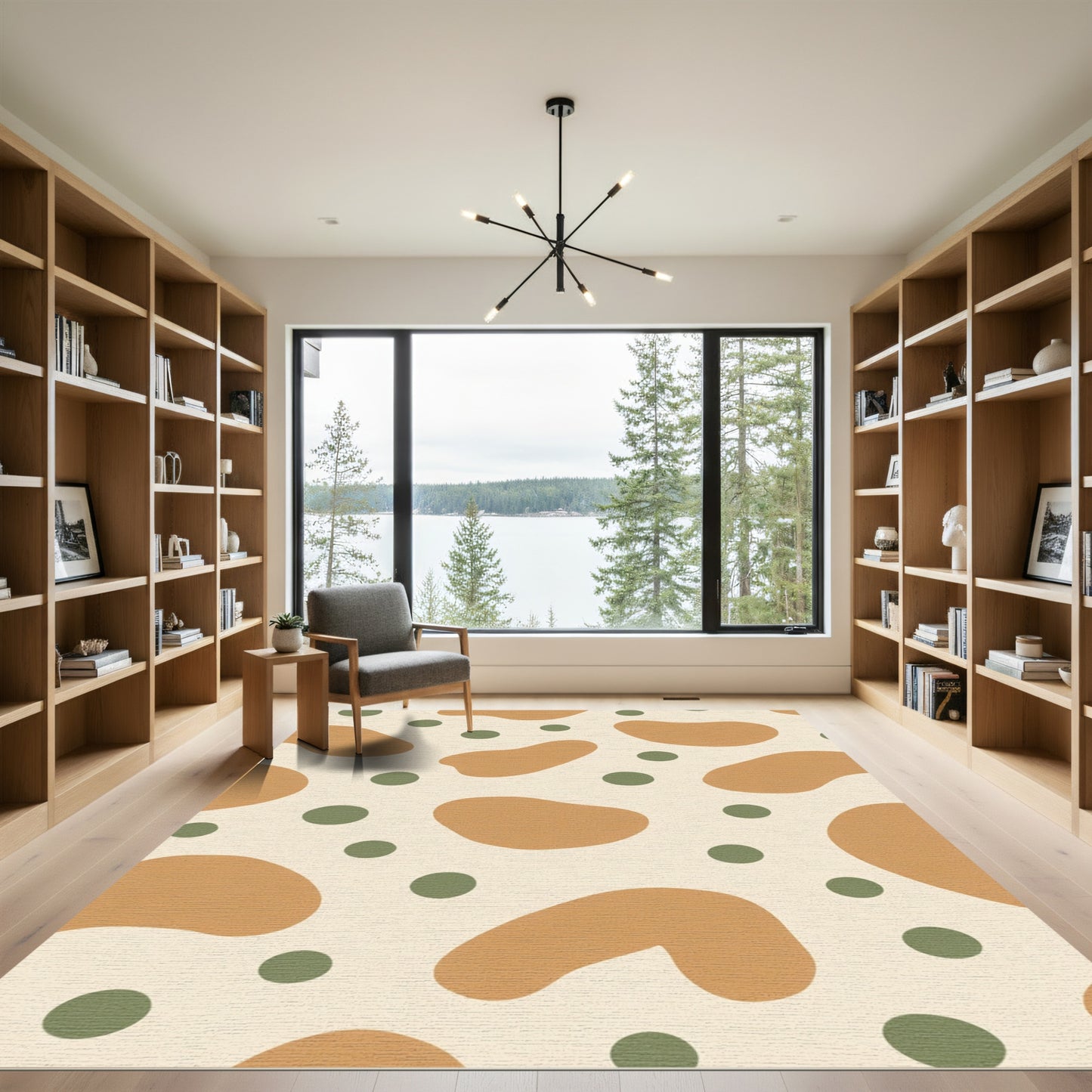 Terracotta Green Amoeba Spots Rug
