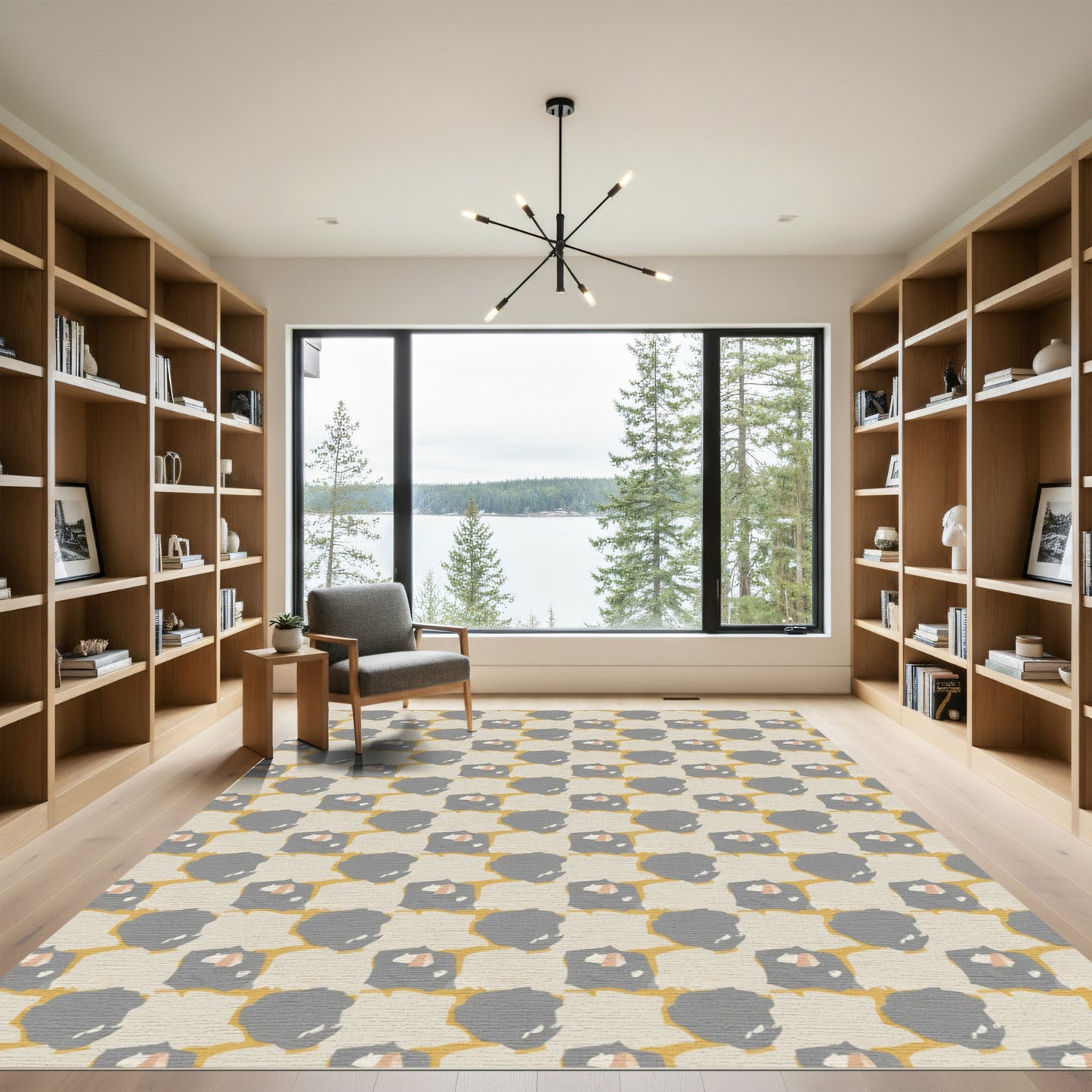 Soft gray abstract painted squares Rug