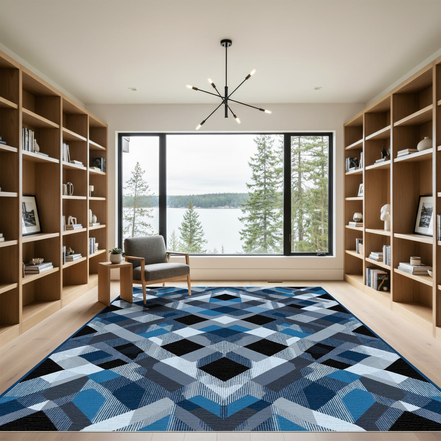 Bold Geometric Interlocking Diamond Rug