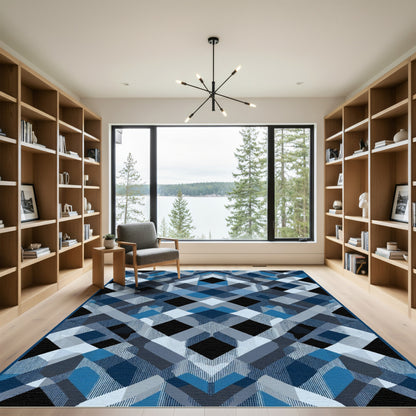 Bold Geometric Interlocking Diamond Rug