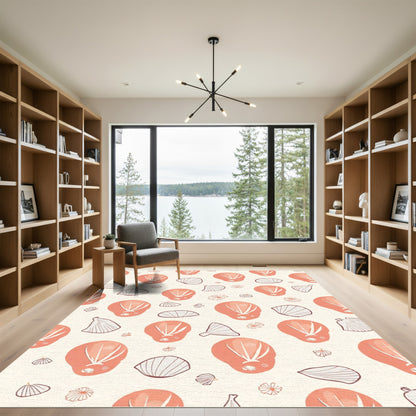 Coral Shells Scattered Beach Pattern Rug