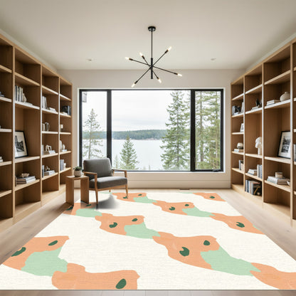 Peach Mint Organic Brushstroke Rug