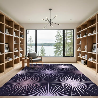 Celestial Starburst Lilac Violet Geometric Rug