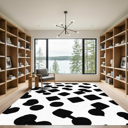 Abstract Black White Geometric Shapes Rug