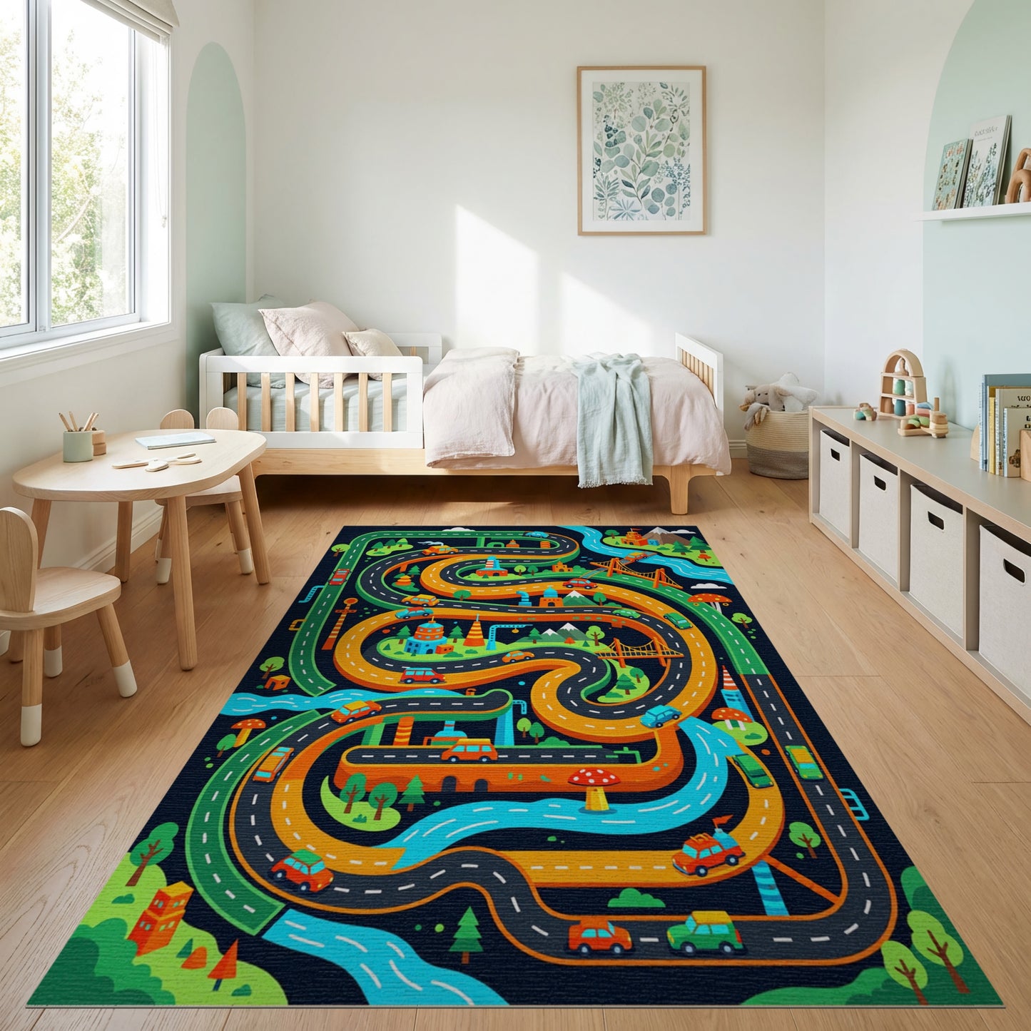 Vibrant Playful Winding Roads Adventure Rug