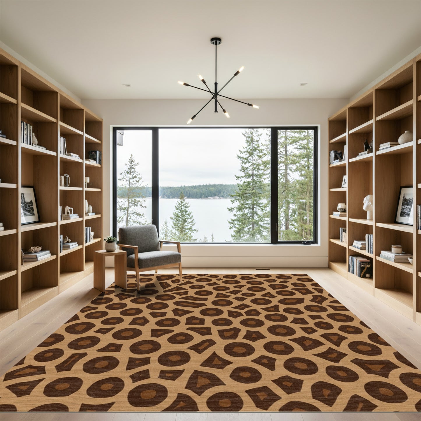 Brown Organic Shape Collage Rug