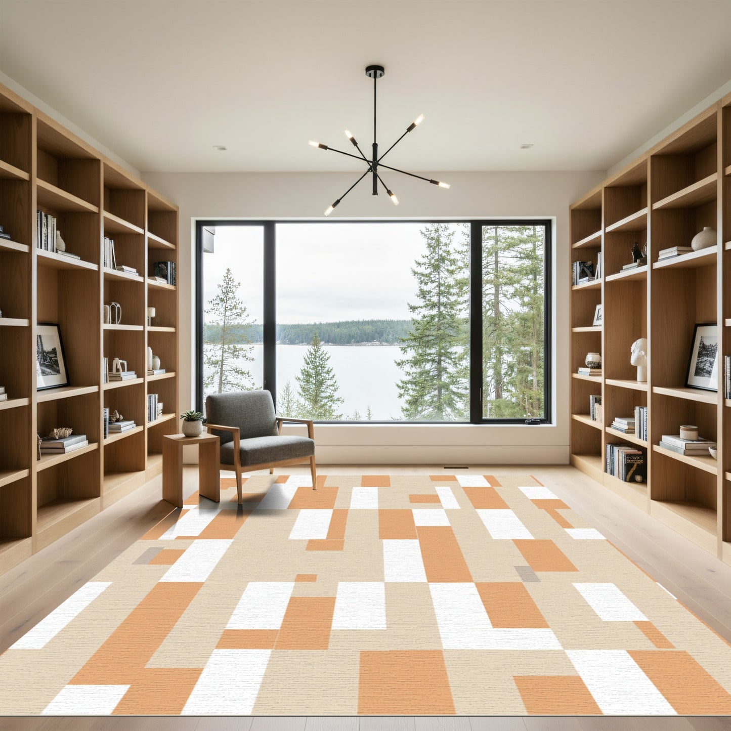 Abstract Rectangles Terra Cotta Overlay Rug
