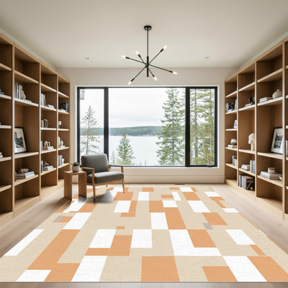 Abstract Rectangles Terra Cotta Overlay Rug