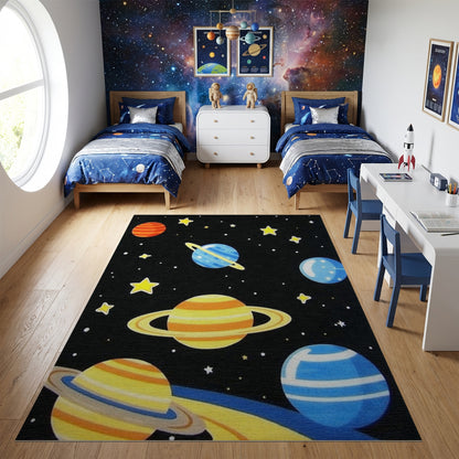 Vibrant Cosmic Planets Stars Rug