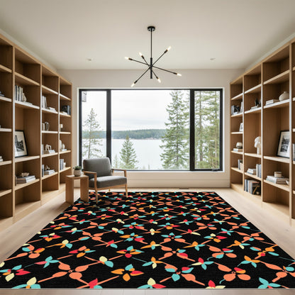 Modern Colorful Floral Lattice Rug