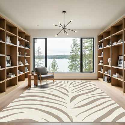 Neutral Beige Animal Print Lines Rug