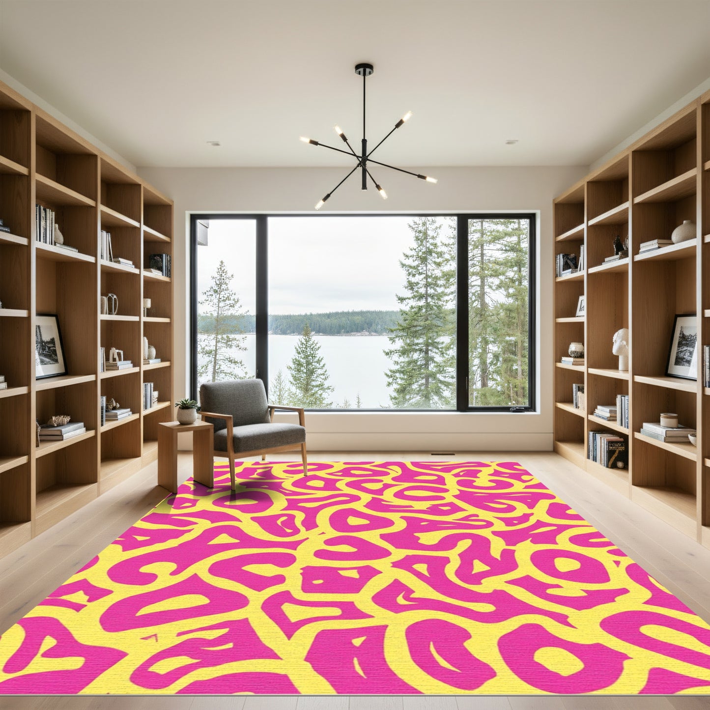 Pink Yellow Organic Flow Rug
