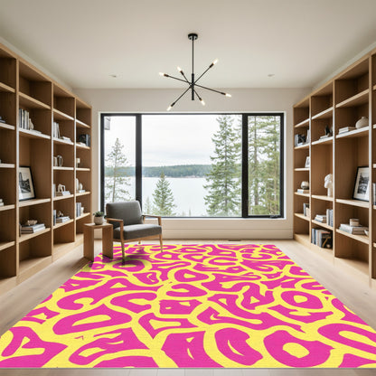 Pink Yellow Organic Flow Rug