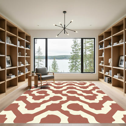 Terra Cotta Abstract Link Maze Rug