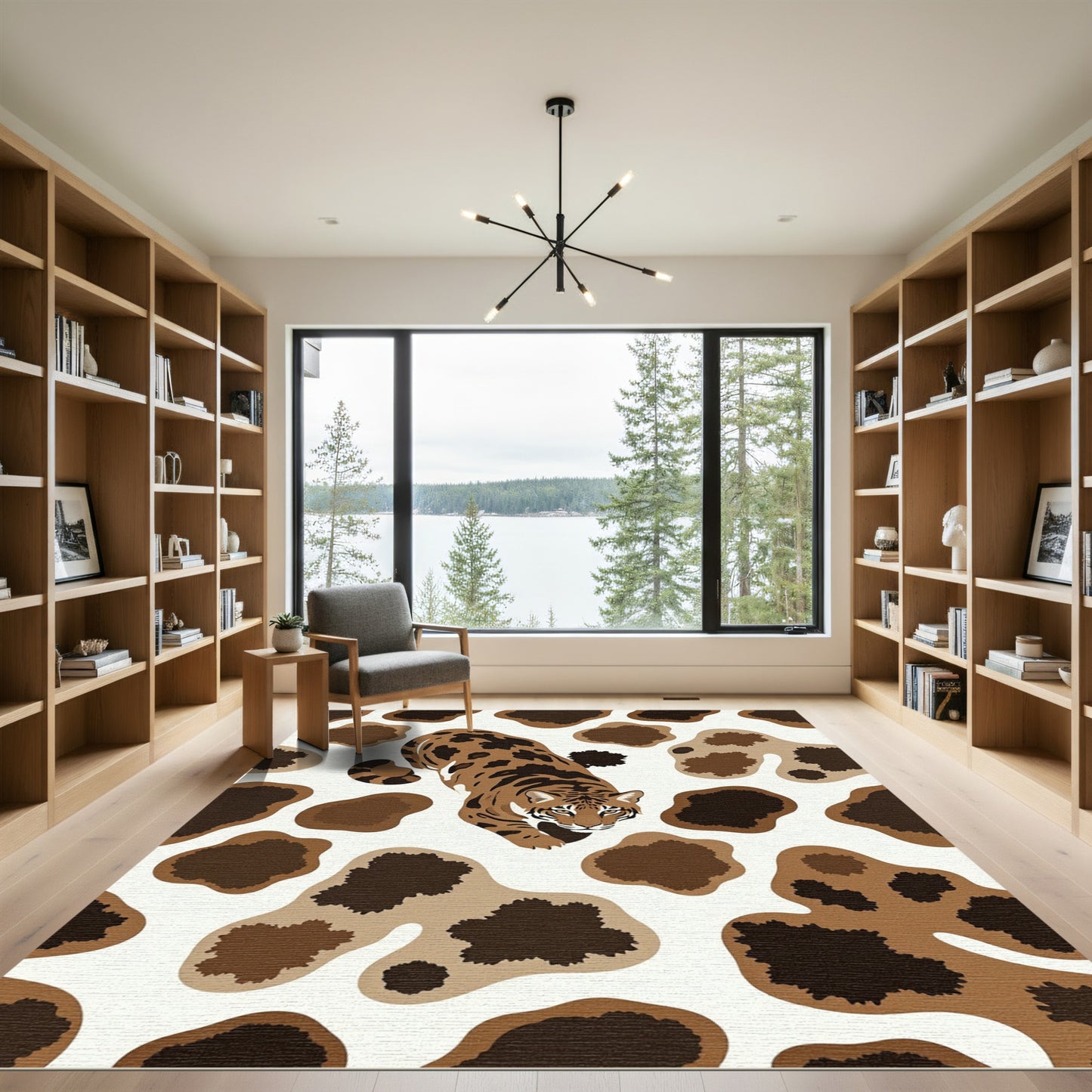 Brown Tiger Spots Animal Safari Rug