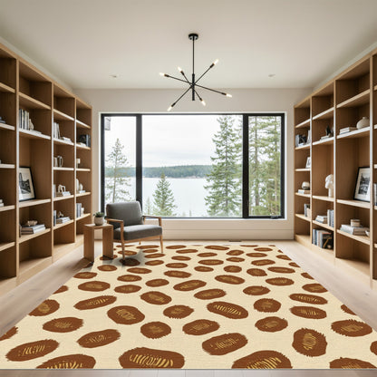 Brown Ochre Abstract Faux Fur Rug