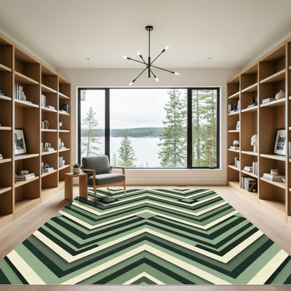 Sage Green Geometric Zigzag Chevron Rug