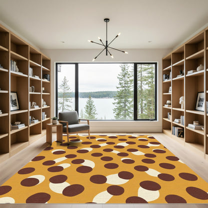 Orange Brown White Polka Dot Overlay Rug