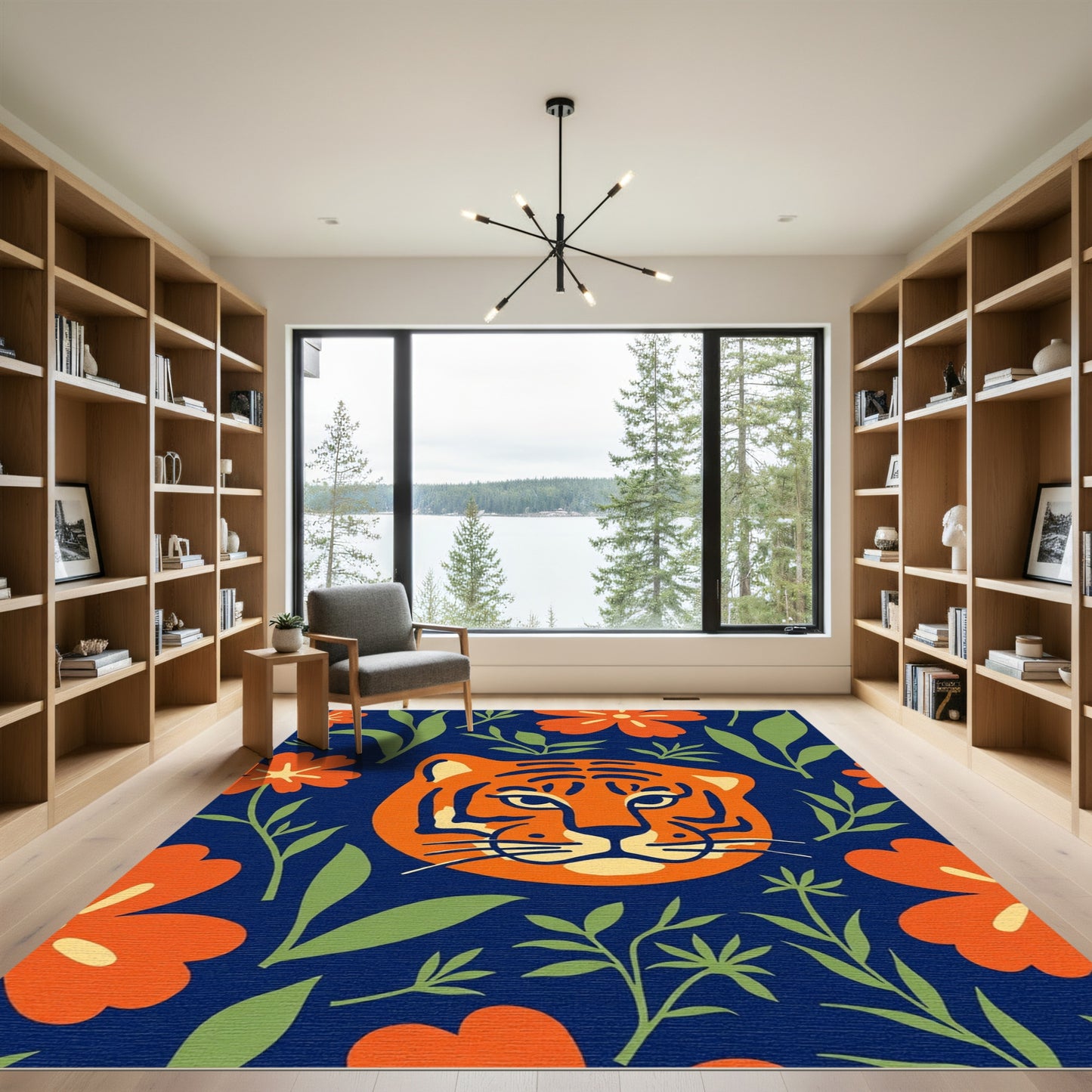 Orange Tiger Garden Floral Rug